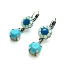 Earrings By Mariana Woman Dangling Blue Opal and Turquoise Swarovski Crystals - Image 2