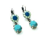 Earrings By Mariana Woman Dangling Blue Opal and Turquoise Swarovski Crystals - Image 3
