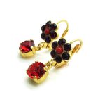Mariana Earrings Adorable Flower Shape Ruby & Siam Austrian Crystals Lady in Red Songbook Coll. - Image 3