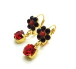Mariana Earrings Adorable Flower Shape Ruby & Siam Austrian Crystals Lady in Red Songbook Coll.