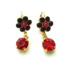 Mariana Earrings Adorable Flower Shape Ruby & Siam Austrian Crystals Lady in Red Songbook Coll. - Image 2