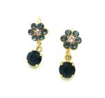 Earrings By Mariana Woman Dangling Rose and Black Diamond Swarovski Crystals - Image 2