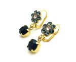 Earrings By Mariana Woman Dangling Rose and Black Diamond Swarovski Crystals