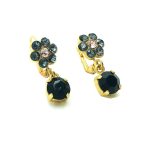 Earrings By Mariana Woman Dangling Rose and Black Diamond Swarovski Crystals - Image 3