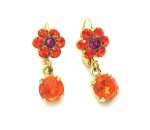 Earrings By Mariana Woman Dangling Flower Shape Orange and Pink Swarovski Crystals