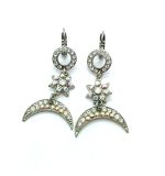 Mariana Earrings Glitzy Flower & Crescent Beaded Austrian Crystals On A Clear Day Sweet Summer Coll.