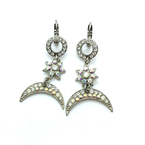Mariana Earrings Glitzy Flower & Crescent Beaded Austrian Crystals On A Clear Day Sweet Summer Coll.