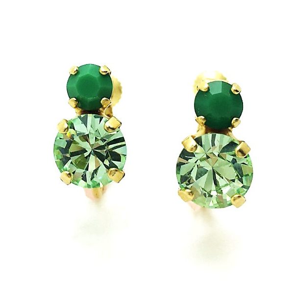 Mariana Earrings Eye-catching Apple Green & Fern Green Austrian Crystals Oasis Silk Road Coll.