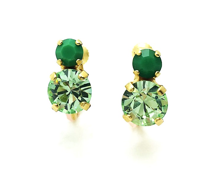 E-1190-1043-YG3 (1) Mariana Earrings Eye-catching Apple Green & Fern Green Austrian Crystals Oasis Silk Road Coll. - Image 1