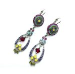 Mariana Earrings Fuschia, Peridot, Tanzanite, Aquamarine ,Opal, Olivene & Jonquil Swarovski Crystals Cuba Caribbean Life Coll.