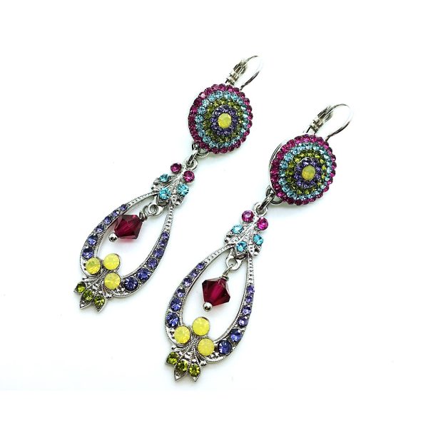 Mariana Earrings Fuschia, Peridot, Tanzanite, Aquamarine ,Opal, Olivene & Jonquil Swarovski Crystals Cuba Caribbean Life Coll.
