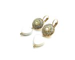 Mariana Earrings Luxurious Round Beaded Crystal Swarovski & White Turquoise Mineral Champagne and Caviar Nirvana Coll. - Image 2