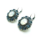 Mariana Earrings Flower Shape Montana Blue & White Opal Austrian Crystals Mood Indigo Caribbean Life Coll. - Image 2