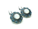 Mariana Earrings Flower Shape Montana Blue & White Opal Austrian Crystals Mood Indigo Caribbean Life Coll. - Image 3