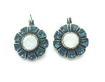 Mariana Earrings Flower Shape Montana Blue & White Opal Austrian Crystals Mood Indigo Caribbean Life Coll.