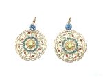Mariana Earrings Flower Shape Blue, Violet ,Sapphire & Siam Austrian Crystals Gaea Odyssey Coll.