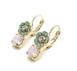 Mariana Earrings Dangling Flower Shape Pacific Opal, Clear & Pink Opal Austrian Crystals Pina Colada Cocktail Hour Coll. - Image 2