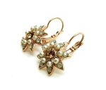 Earrings By Mariana Nirvana Coll. Flower Shape Champagne and Pearl Swarovski Crystals - Image 2