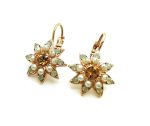 Earrings By Mariana Nirvana Coll. Flower Shape Champagne and Pearl Swarovski Crystals