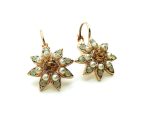 Earrings By Mariana Nirvana Coll. Flower Shape Champagne and Pearl Swarovski Crystals - Image 3