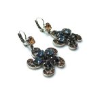 Mariana Earrings Alluring Flower Shape Jet, Champagne & Navy Blue Crystal Swarovski Carnival Dancing the Night Away Coll. - Image 3