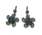 Mariana Earrings Alluring Flower Shape Jet, Champagne & Navy Blue Crystal Swarovski Carnival Dancing the Night Away Coll.