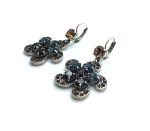 Mariana Earrings Alluring Flower Shape Jet, Champagne & Navy Blue Crystal Swarovski Carnival Dancing the Night Away Coll. - Image 2