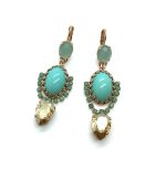 Earrings By Mariana Woman Glamorous Turquoise, Chrysolite and Pacific Opal Swarovski Crystals - Image 2