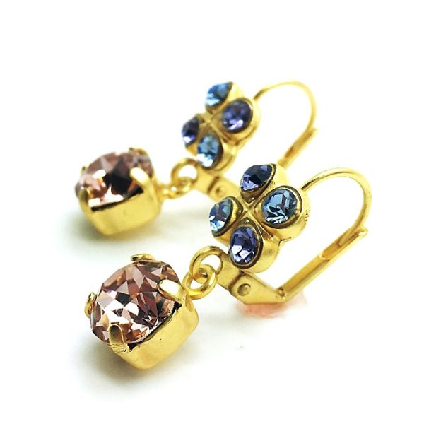 Mariana Earrings Dainty Butterfly Shape Light Sapphire & Pink Crystal Swarovski California Dreaming Songbook Coll.