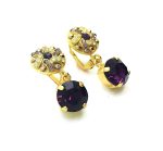 Earrings By Mariana Bohemian Rhapsody Coll. Finely Round Yellow Earthy, Dorado & Purple Austrian Crystals - Image 3