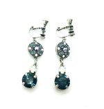 Mariana Earrings Floral Montana Blue, AB & White Opal Austrian Crystals Mood Indigo Caribbean Life Coll.