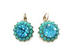 Mariana Earrings Brilliant Floral Blue Quartz & Turquoise Crystal Swarovski Blue Lagoon Paradise Coll.