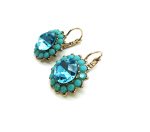 Mariana Earrings Brilliant Floral Blue Quartz & Turquoise Crystal Swarovski Blue Lagoon Paradise Coll. - Image 3