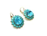 Mariana Earrings Brilliant Floral Blue Quartz & Turquoise Crystal Swarovski Blue Lagoon Paradise Coll. - Image 2