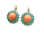 Earrings By Mariana Woman Sassy Floral Coral Mineral and Aquamarine Swarovski Crystals - Image 2