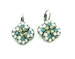 Mariana Earrings Clover Shape Beaded Jonquil, Aquamarine & White Opal Austrian Crystals Margarita Cocktail Hour Coll. - Image 2