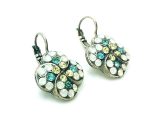 Mariana Earrings Clover Shape Beaded Jonquil, Aquamarine & White Opal Austrian Crystals Margarita Cocktail Hour Coll. - Image 3