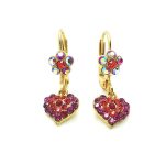Earrings By Mariana Woman Sassy Flower and Heart Shape Orange and Pink Swarovski Crystals