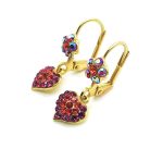 Earrings By Mariana Woman Sassy Flower and Heart Shape Orange and Pink Swarovski Crystals - Image 2