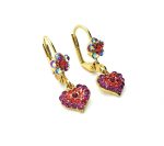 Earrings By Mariana Woman Sassy Flower and Heart Shape Orange and Pink Swarovski Crystals - Image 3