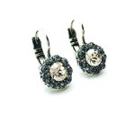 Mariana Earrings Flower Shape Snowflake Obsidian Mineral & Champagne Austrian Crystals Luxury Nirvana Coll. - Image 3