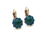 Mariana Earrings Precious Flower Shape Robin Egg Blue & Forest Green Crystal Swarovski Jade Silk Road Coll. - Image 3