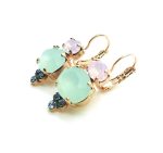 Mariana Earrings Lovely Pink Opal, Chrysolite Opal & Sapphire Austrian Crystals California Dreaming Songbook Coll. - Image 2