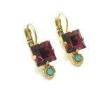 Mariana Earrings Blissful Square Fuchsia & Turquoise Crystal Swarovski Happy Day Icons Coll. - Image 2