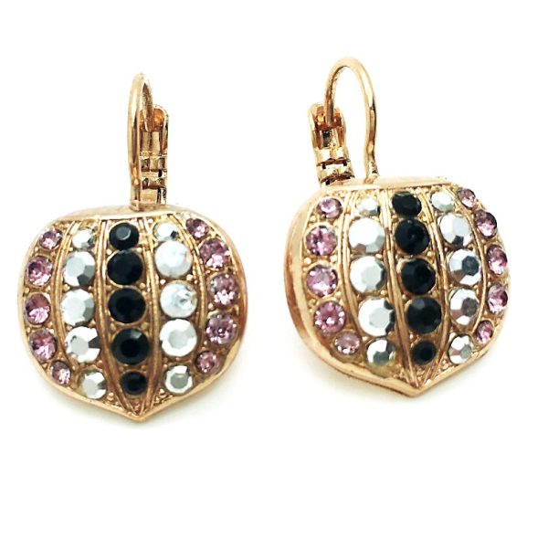 Mariana Earrings Stunning Acorn Shape Beaded Light Chrome, Pink & Jet Austrian Crystals Discover Inspiration Coll.