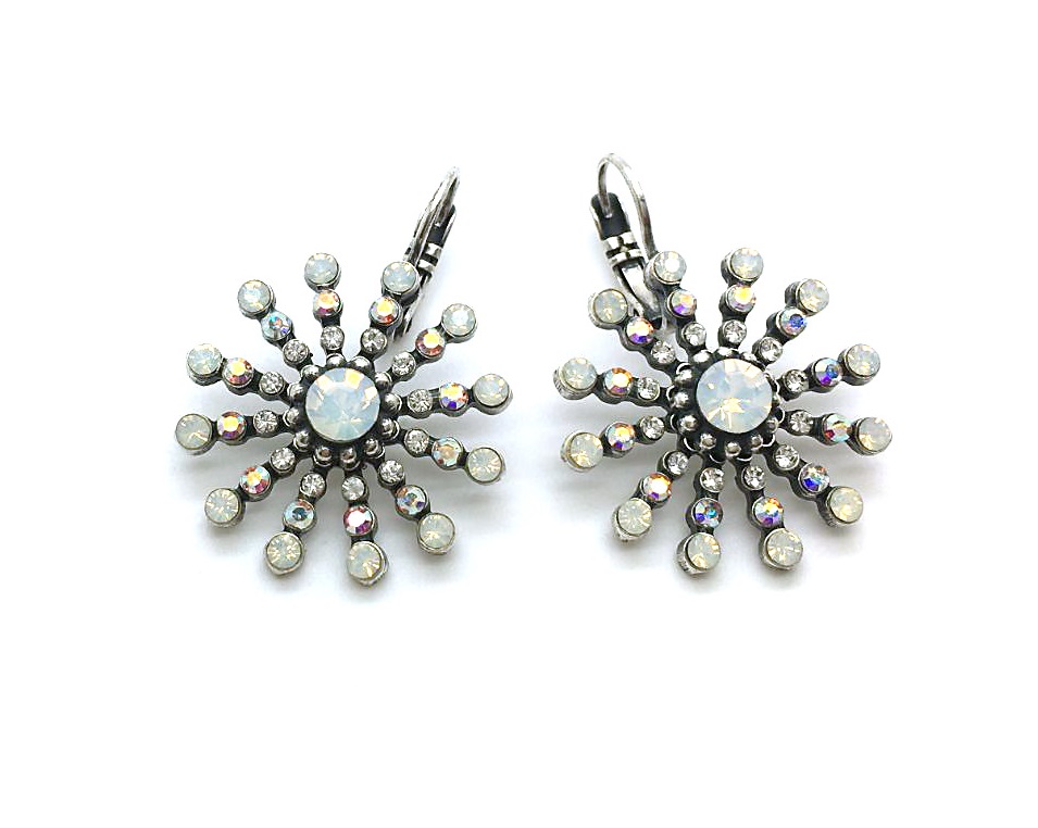 E-1761-001-SP6 (2) Mariana Earrings Stunning Sunburst Clear, AB & White Opal Crystal Swarovski On A Clear Day Sweet Summer Coll. - Image 1