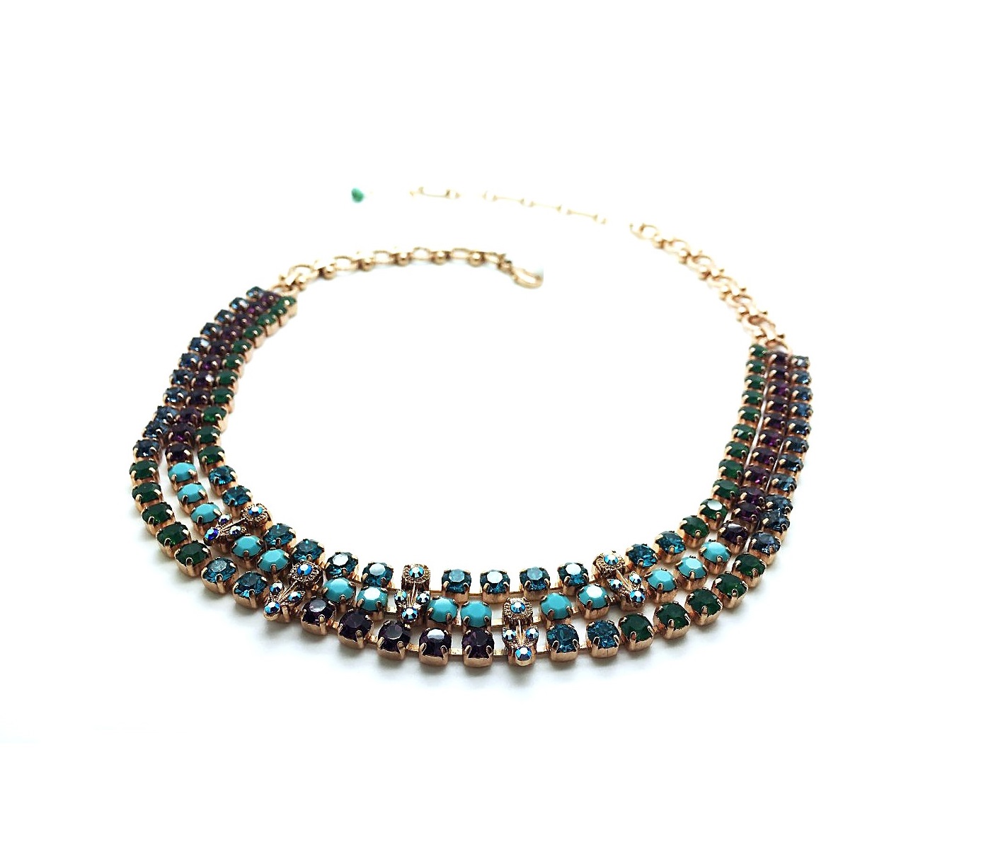 N-3000-3-1025-RG (2) Necklace By Mariana Woman Elegant Triple Tier Strand Swarovski Crystals - Image 1