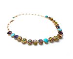 Mariana Necklace Colorful Oval & Flower Turquoise and Purple Opal Austrian Crystals Happiness Inspiration Coll. - Image 2