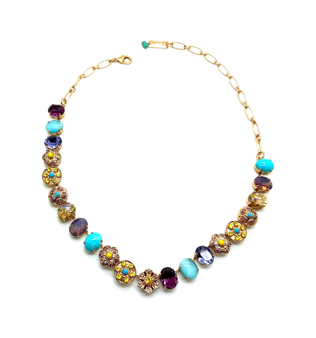 N-3023-2-1024-RG (3) Mariana Necklace Colorful Oval & Flower Turquoise and Purple Opal Austrian Crystals Happiness Inspiration Coll. - Image 1