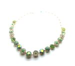 Necklace By Mariana  Oasis Silk Road Coll. Flower Shape Peridot & White Pearl Austrian Crystals
